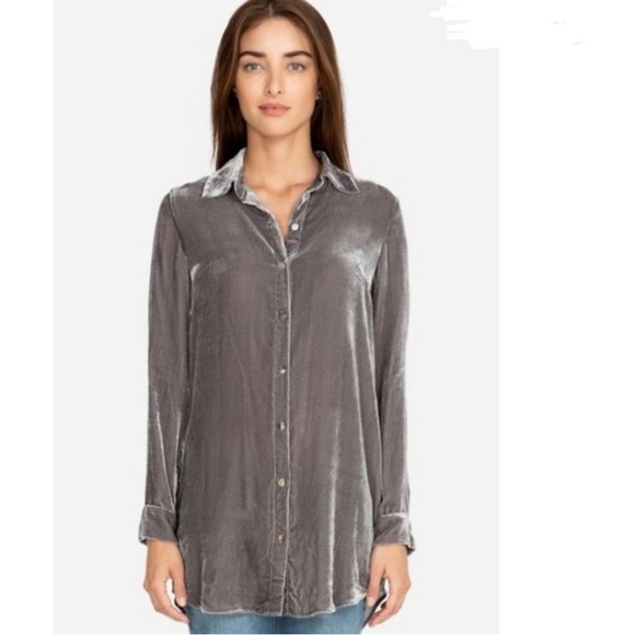 Jade by Johnny Was Mimi Silk Rayon Button Down Top Gray Size S. - Picture 1 of 8